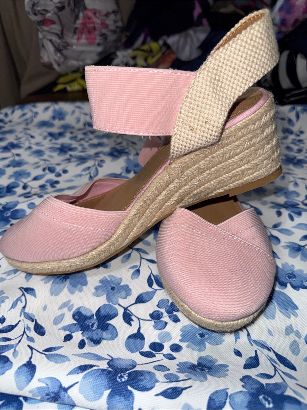 comfortview Pink Espadrille Wedge Sandals